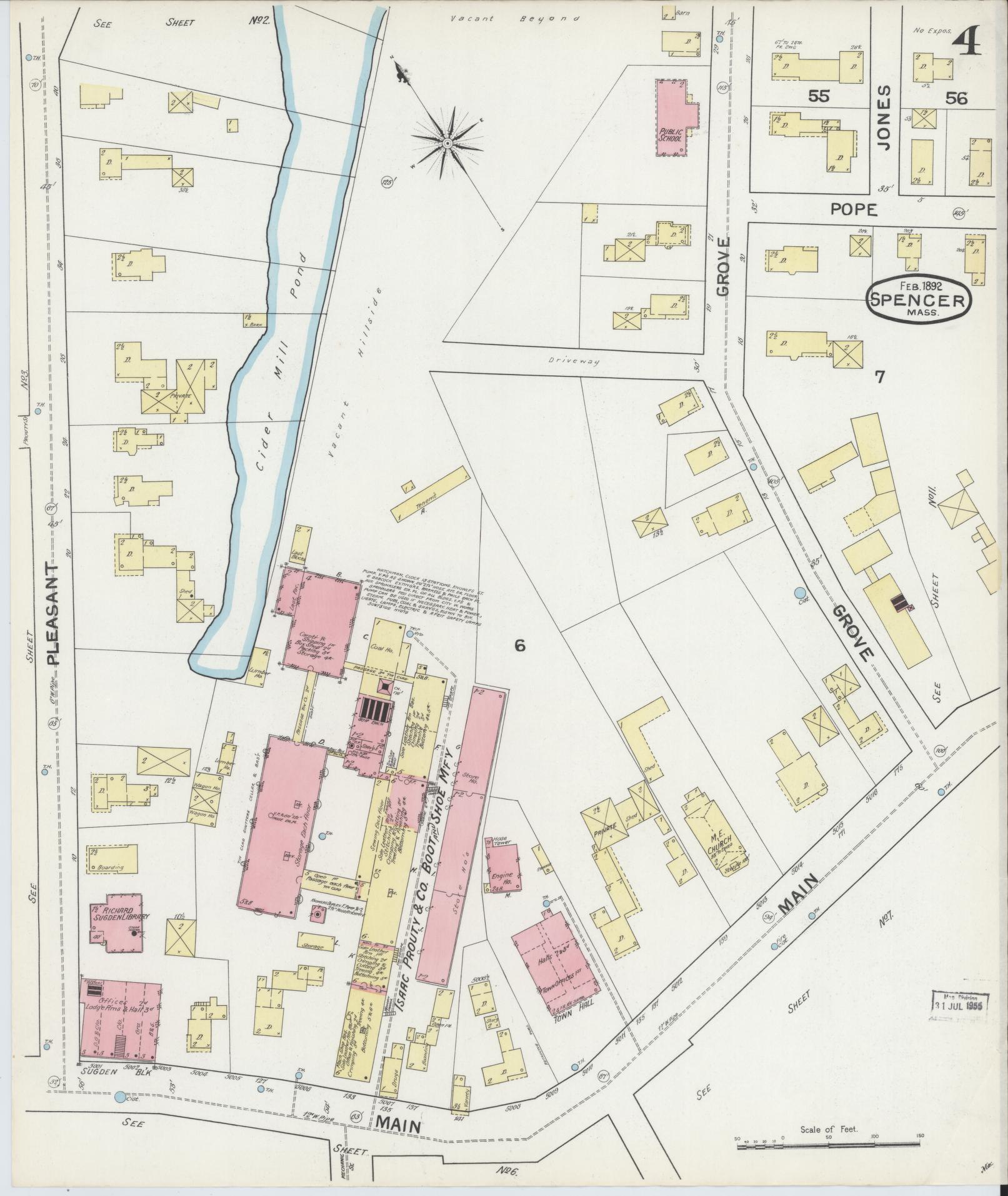 Sanborn Fire Insurance Map from Spencer, Worcester County, Massachusetts (1892), Sheet #0004 - Complete Map Set gallery image, historic Sanborn map, vintage wall art, Massachusetts Massachusetts