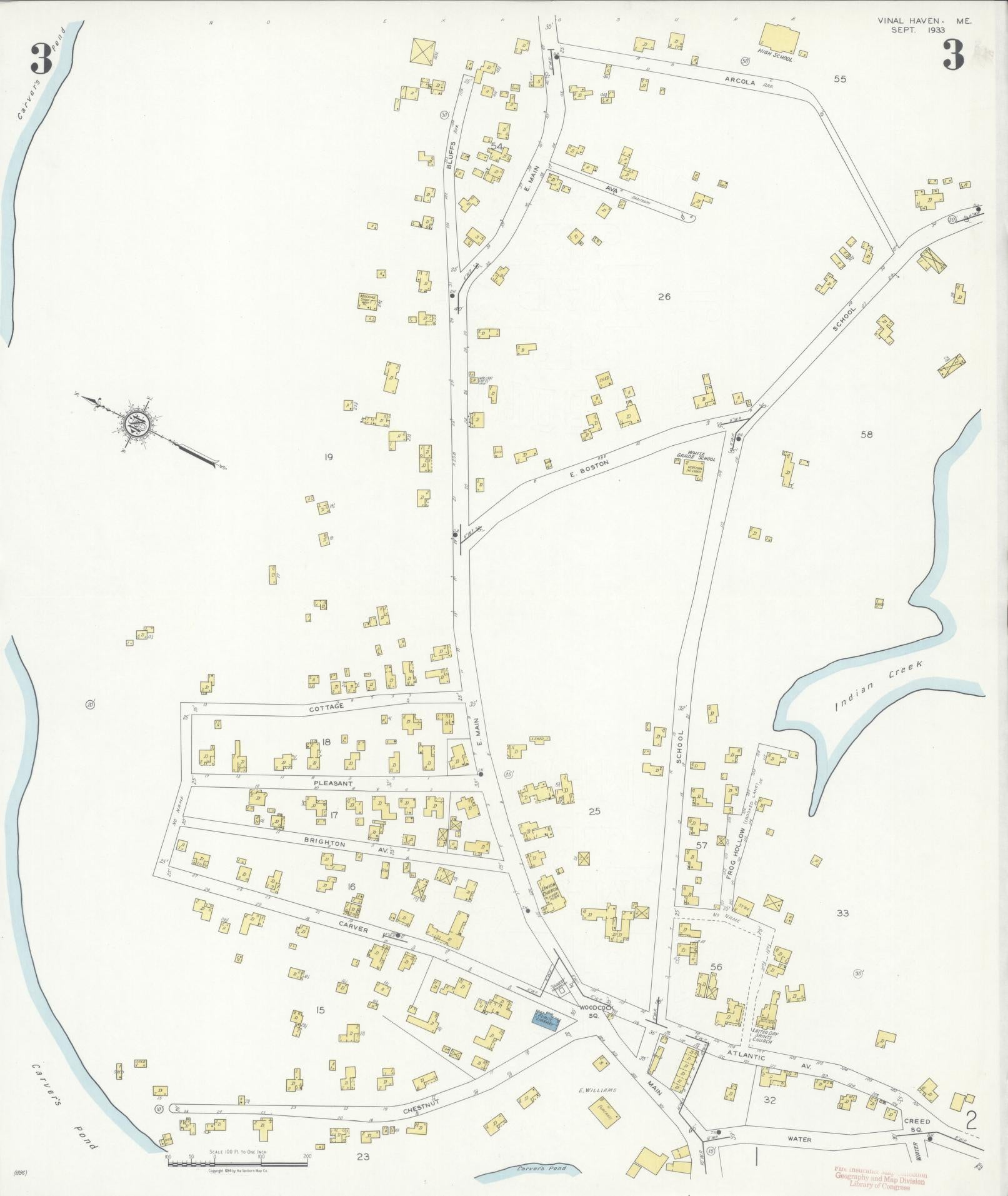 Sanborn Fire Insurance Map from Vinalhaven, Knox County, Maine (1933), Sheet #0003 - Historic Sanborn Fire Insurance Map Print, vintage old map wall art, antique decor, genealogy gift, Maine Maine map