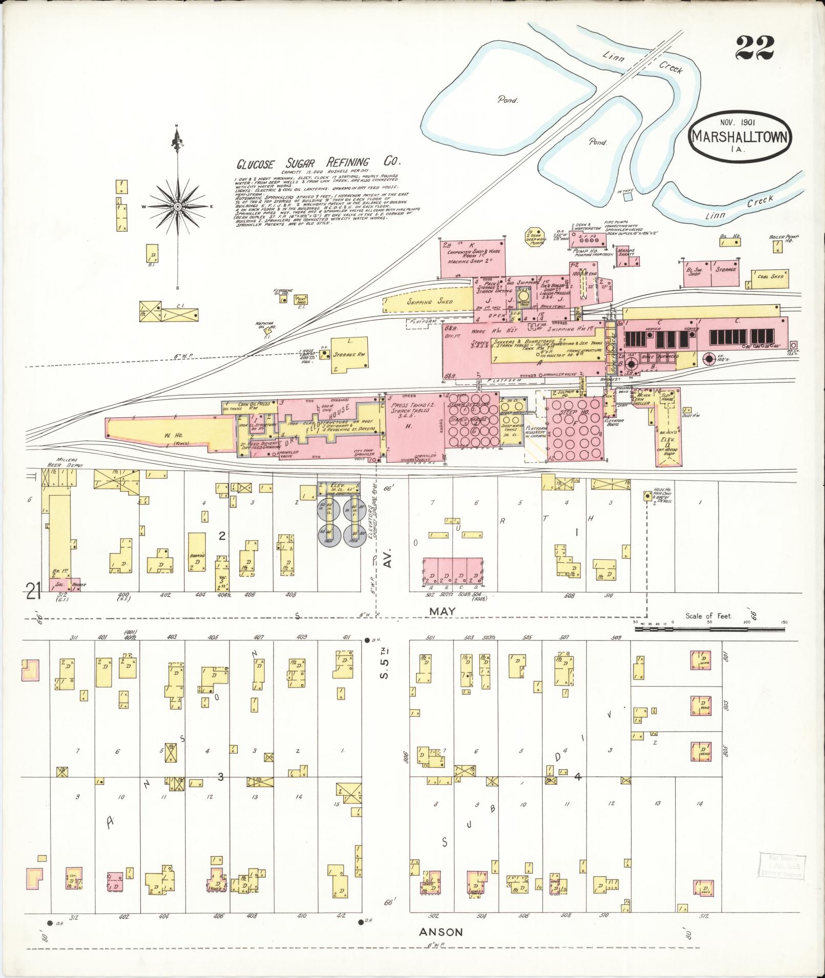 Sanborn Fire Insurance Map from Marshalltown, Marshall County, Iowa (1901), Sheet #0022 - Historic Sanborn Fire Insurance Map Print