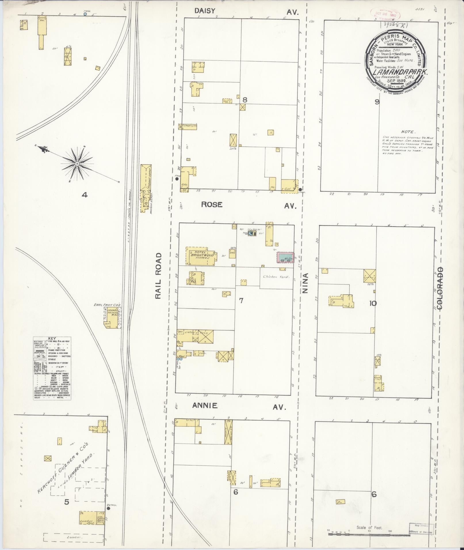 Sanborn Fire Insurance Map from Lamanda Park, Los Angeles County, California (1892), Sheet #0001 - Historic Sanborn Fire Insurance Map Print, vintage old map wall art, antique decor, genealogy gift, California California map