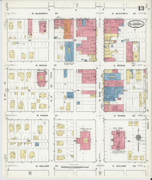 Sanborn Fire Insurance Map from Blackwell, Kay County, Oklahoma (1918), Sheet #0013 - Historic Sanborn Fire Insurance Map Print, vintage old map wall art, antique decor, genealogy gift, Oklahoma Oklahoma map