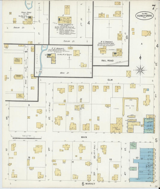 Sanborn Fire Insurance Map from Honey Grove, Fannin County, Texas (1897), Sheet #0007 - Historic Sanborn Fire Insurance Map Print, vintage old map wall art, antique decor, genealogy gift, Texas Texas map