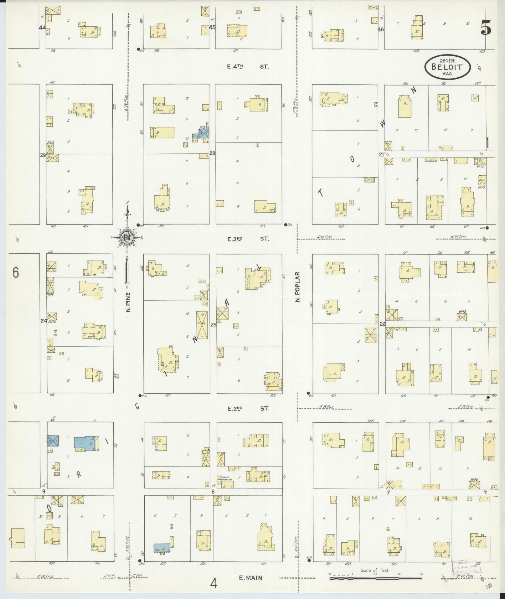 Sanborn Fire Insurance Map from Beloit, Mitchell County, Kansas (1911), Sheet #0005 - Complete Map Set gallery image, historic Sanborn map, vintage wall art, Kansas Kansas