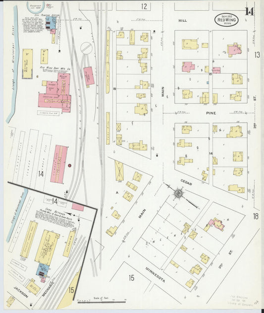 Sanborn Fire Insurance Map from Red Wing, Goodhue County, Minnesota (1910), Sheet #0014 - Historic Sanborn Fire Insurance Map Print, vintage old map wall art, antique decor, genealogy gift, Minnesota Minnesota map