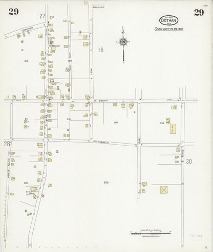 Sanborn Fire Insurance Map from Dothan, Houston County, Alabama (1924), Sheet #0029 - Complete Map Set gallery image, historic Sanborn map, vintage wall art, Alabama Alabama