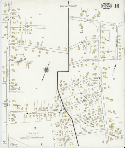 Sanborn Fire Insurance Map from Whitman, Plymouth County, Massachusetts (1919), Sheet #0016 - Complete Map Set gallery image, historic Sanborn map, vintage wall art, Massachusetts Massachusetts