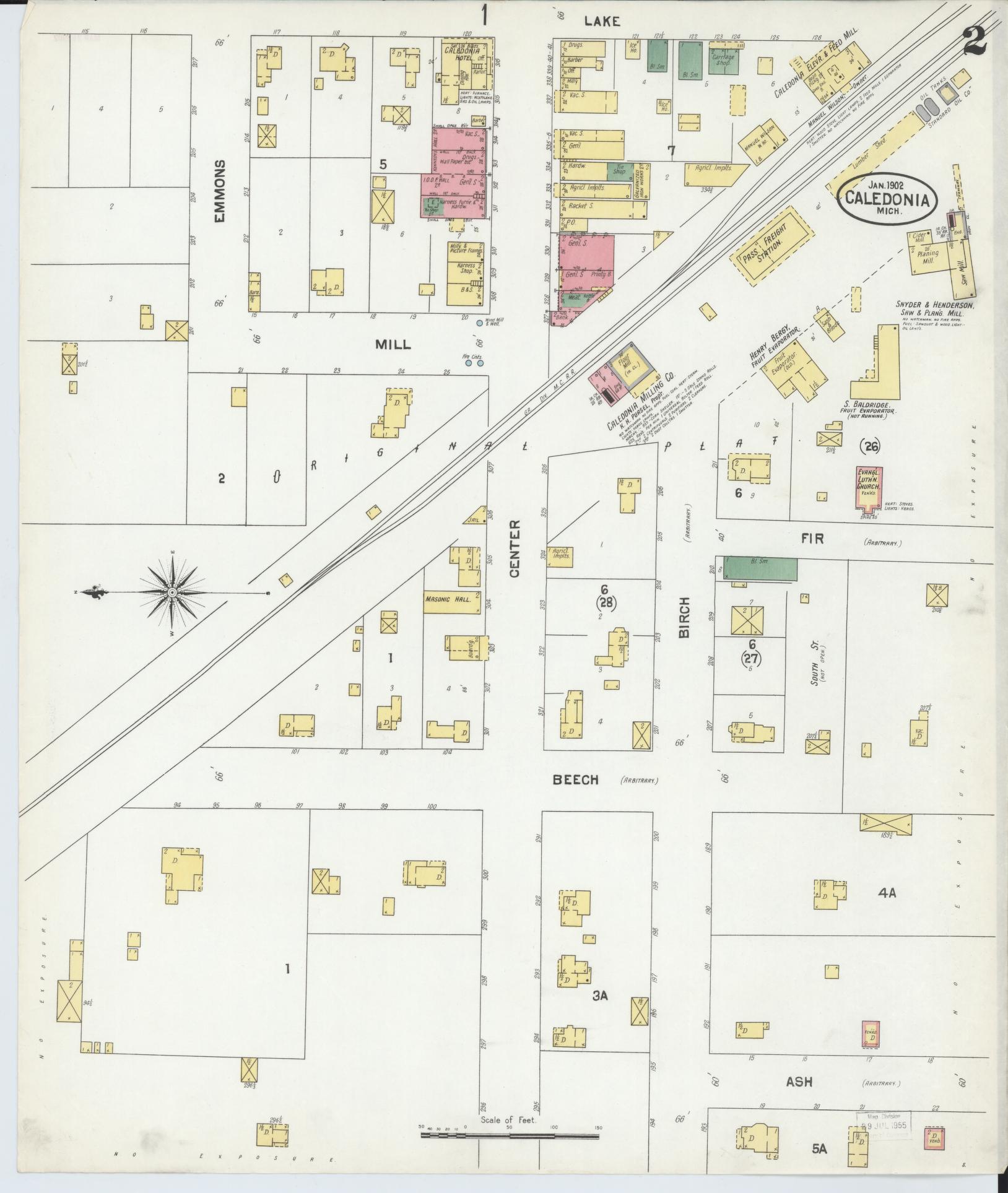 Sanborn Fire Insurance Map from Caledonia, Kent County, Michigan (1902), Sheet #0002 - Historic Sanborn Fire Insurance Map Print, vintage old map wall art, antique decor, genealogy gift, Michigan Michigan map