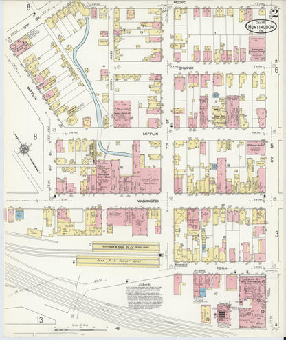 Sanborn Fire Insurance Map from Huntingdon, Huntingdon County, Pennsylvania (1911), Sheet #0002 - Complete Map Set gallery image, historic Sanborn map, vintage wall art, Pennsylvania Pennsylvania