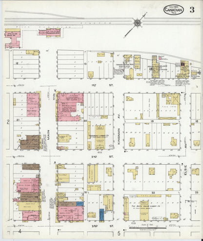 Sanborn Fire Insurance Map from Canadian, Hemphill County, Texas (1920), Sheet #0003 - Complete Map Set gallery image, historic Sanborn map, vintage wall art, Texas Texas