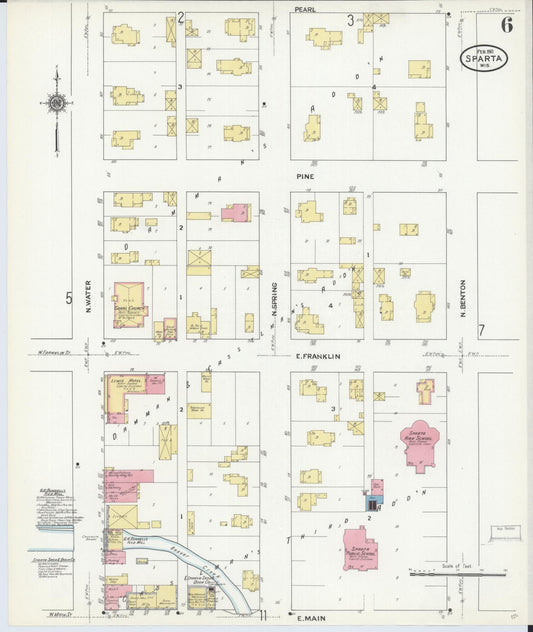 Sanborn Fire Insurance Map from Sparta, Monroe County, Wisconsin (1911), Sheet #0006 - Historic Sanborn Fire Insurance Map Print, vintage old map wall art, antique decor, genealogy gift, Wisconsin Wisconsin map