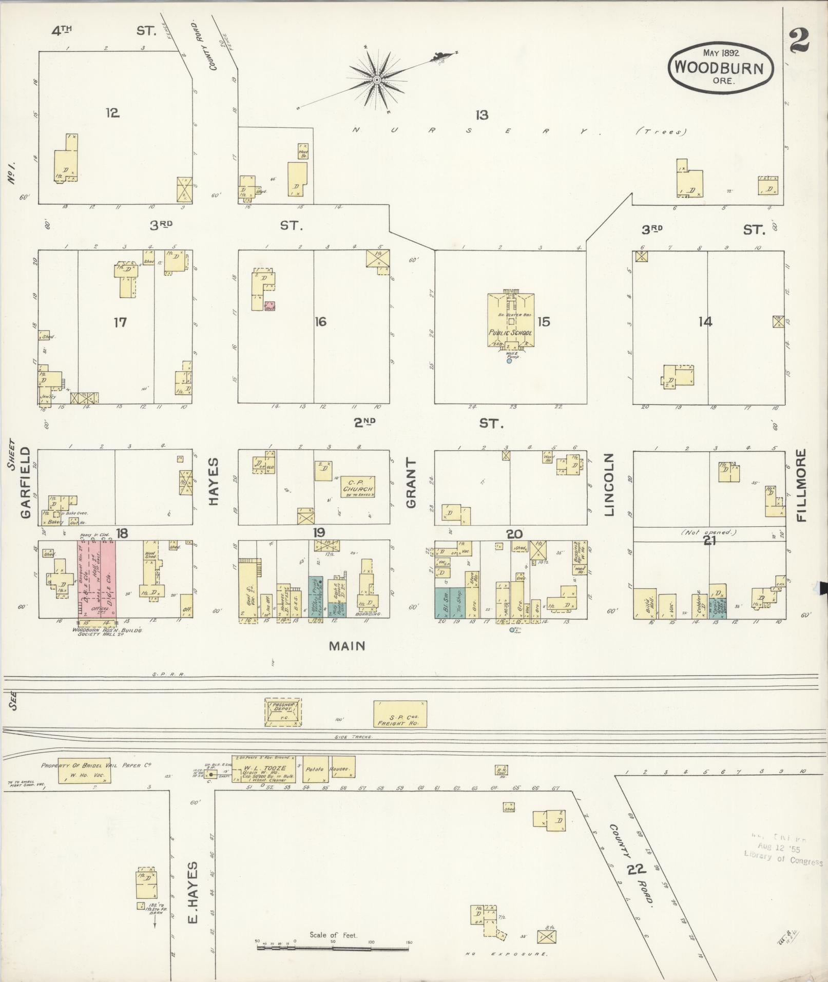 Sanborn Fire Insurance Map from Woodburn, Marion County, Oregon (1892), Sheet #0002 - Complete Map Set gallery image, historic Sanborn map, vintage wall art, Oregon Oregon