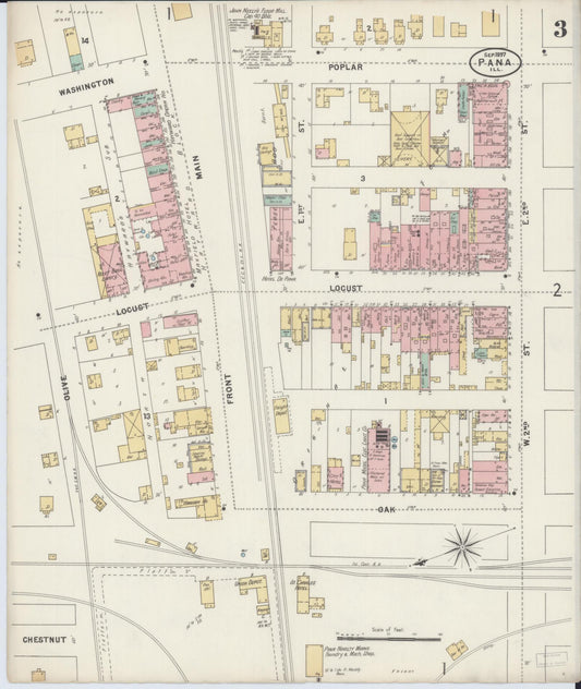 Sanborn Fire Insurance Map from Pana, Christian County, Illinois (1897), Sheet #0003 - Historic Sanborn Fire Insurance Map Print, vintage old map wall art, antique decor, genealogy gift, Illinois Illinois map