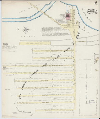 Sanborn Fire Insurance Map from Necedah, Juneau County, Wisconsin (1885), Sheet #0002 - Complete Map Set gallery image, historic Sanborn map, vintage wall art, Wisconsin Wisconsin