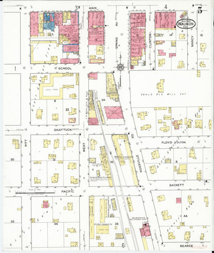 Sanborn Fire Insurance Map from Waukon, Allamakee County, Iowa (1920), Sheet #0005 - Historic Sanborn Fire Insurance Map Print, vintage old map wall art