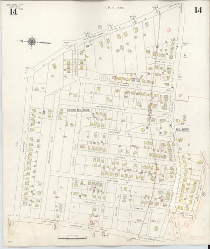 Sanborn Fire Insurance Map from Bellmore, Nassau County, New York (1945), Sheet #0014 - Complete Map Set gallery image, historic Sanborn map, vintage wall art, New York New York