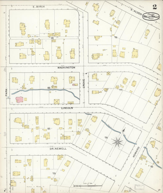 Sanborn Fire Insurance Map from Walla Walla, Walla Walla County, Washington (1894), Sheet #0002 - Historic Sanborn Fire Insurance Map Print, vintage old map wall art, antique decor, genealogy gift, Washington Washington map