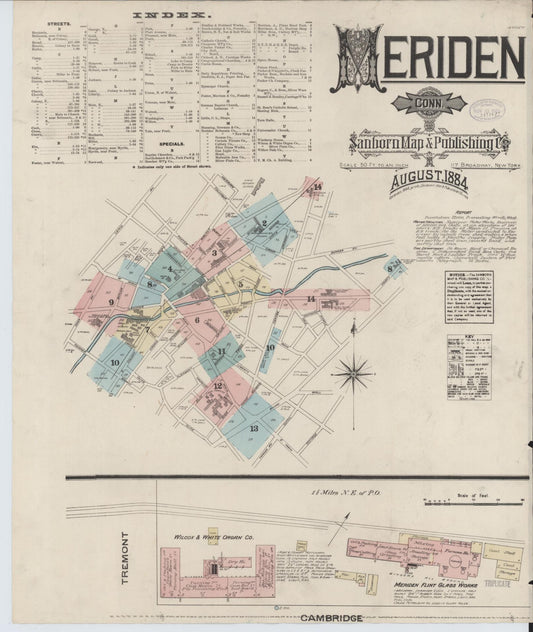 Sanborn Fire Insurance Map from Meriden, New Haven County, Connecticut. (1884) – Historic Sanborn Fire Insurance Map Print