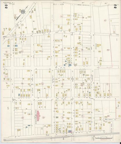 Sanborn Fire Insurance Map from Northfield, Atlantic County, New Jersey (1942), Sheet #0002 - Historic Sanborn Fire Insurance Map Print, vintage old map wall art, antique decor, genealogy gift, New Jersey New Jersey map