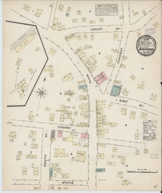 Sanborn Fire Insurance Map from New Canaan, Fairfield County, Connecticut (1884), Sheet #0001 - Historic Sanborn Fire Insurance Map Print, vintage old map wall art, antique decor, genealogy gift, Connecticut Connecticut map