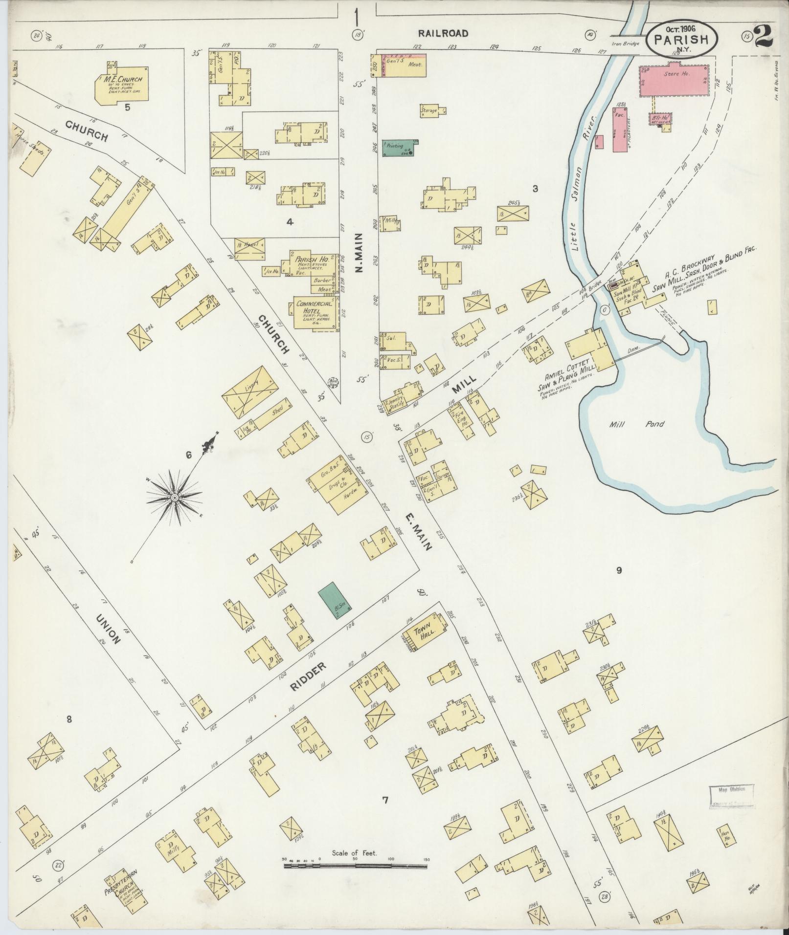Sanborn Fire Insurance Map from Parish, Oswego County, New York (1906), Sheet #0002 - Complete Map Set gallery image, historic Sanborn map, vintage wall art, New York New York