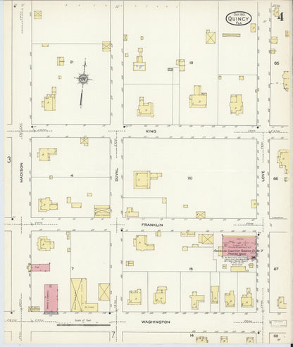 Sanborn Fire Insurance Map from Quincy, Gadsden County, Florida (1913), Sheet #0004 - Historic Sanborn Fire Insurance Map Print, vintage old map wall art, antique decor, genealogy gift, Florida Florida map