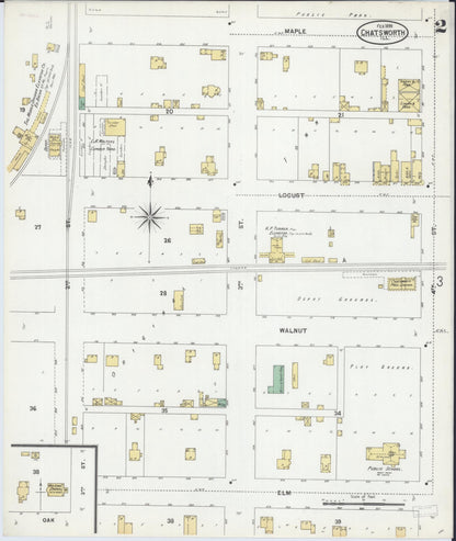 Sanborn Fire Insurance Map from Chatsworth, Livingston County, Illinois (1899), Sheet #0002 - Historic Sanborn Fire Insurance Map Print, vintage old map wall art, antique decor, genealogy gift, Illinois Illinois map