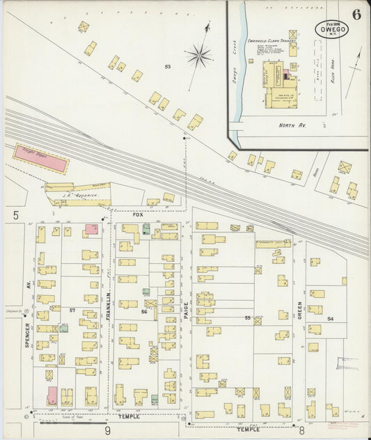 Sanborn Fire Insurance Map from Owego, Tioga County, New York (1898), Sheet #0006 - Historic Sanborn Fire Insurance Map Print, vintage old map wall art, antique decor, genealogy gift, New York New York map