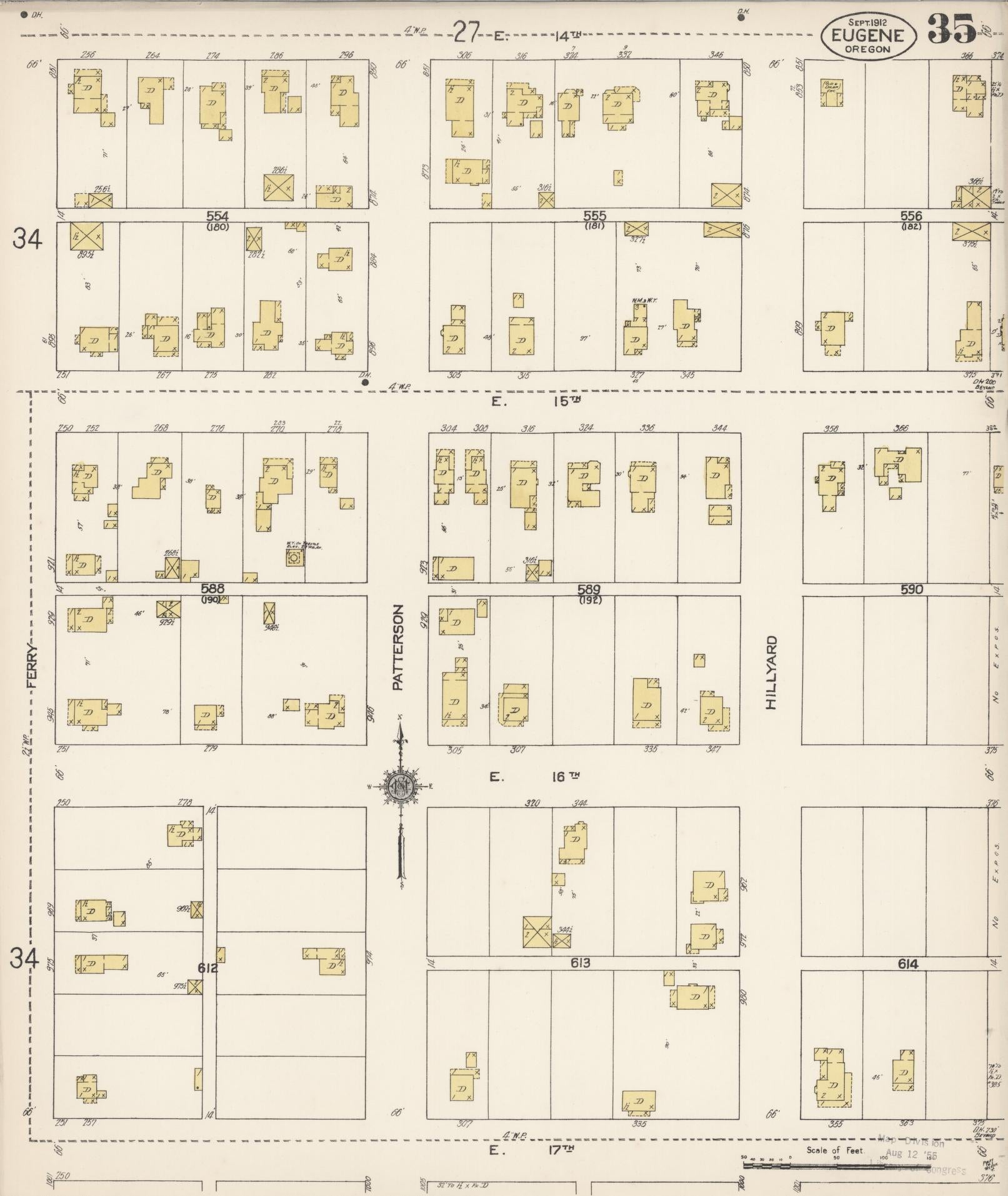 Sanborn Fire Insurance Map from Eugene, Lane County, Oregon (1912), Sheet #0035 - Complete Map Set gallery image, historic Sanborn map, vintage wall art, Oregon Oregon