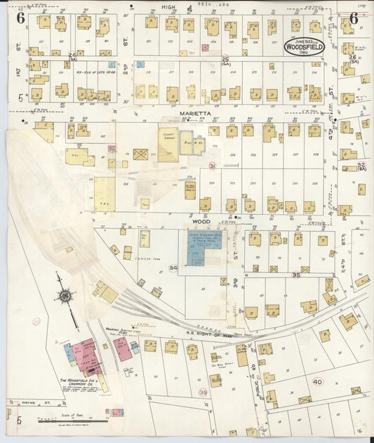 Sanborn Fire Insurance Map from Woodsfield, Monroe County, Ohio (1949), Sheet #0006 - Historic Sanborn Fire Insurance Map Print, vintage old map wall art, antique decor, genealogy gift, Ohio Ohio map