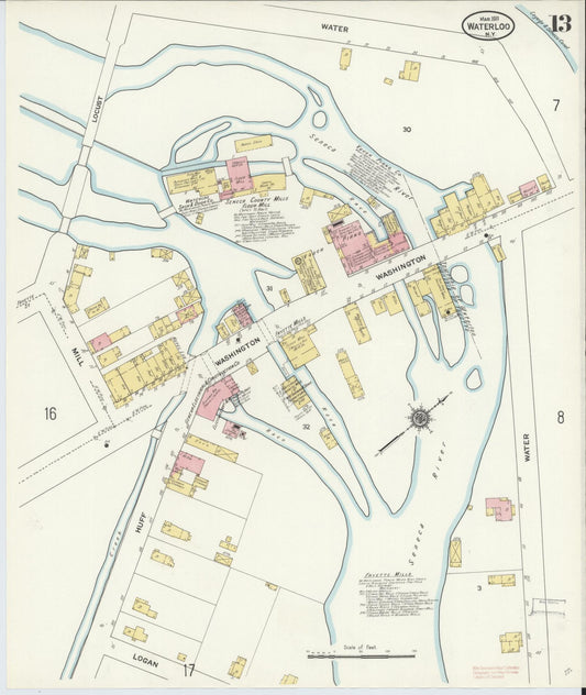 Sanborn Fire Insurance Map from Waterloo, Seneca County, New York (1911), Sheet #0013 - Historic Sanborn Fire Insurance Map Print, vintage old map wall art, antique decor, genealogy gift, New York New York map