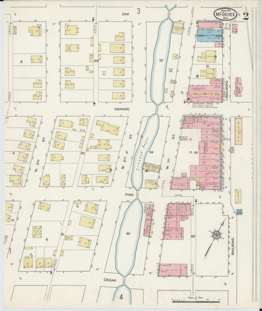 Sanborn Fire Insurance Map from McGehee, Desha County, Arkansas (1915), Sheet #0002 - Historic Sanborn Fire Insurance Map Print, vintage old map wall art, antique decor, genealogy gift, Arkansas Arkansas map