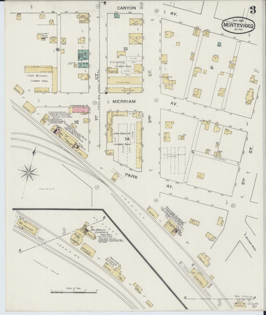 Sanborn Fire Insurance Map from Montevideo, Chippewa County, Minnesota (1893), Sheet #0003 - Historic Sanborn Fire Insurance Map Print, vintage old map wall art, antique decor, genealogy gift, Minnesota Minnesota map
