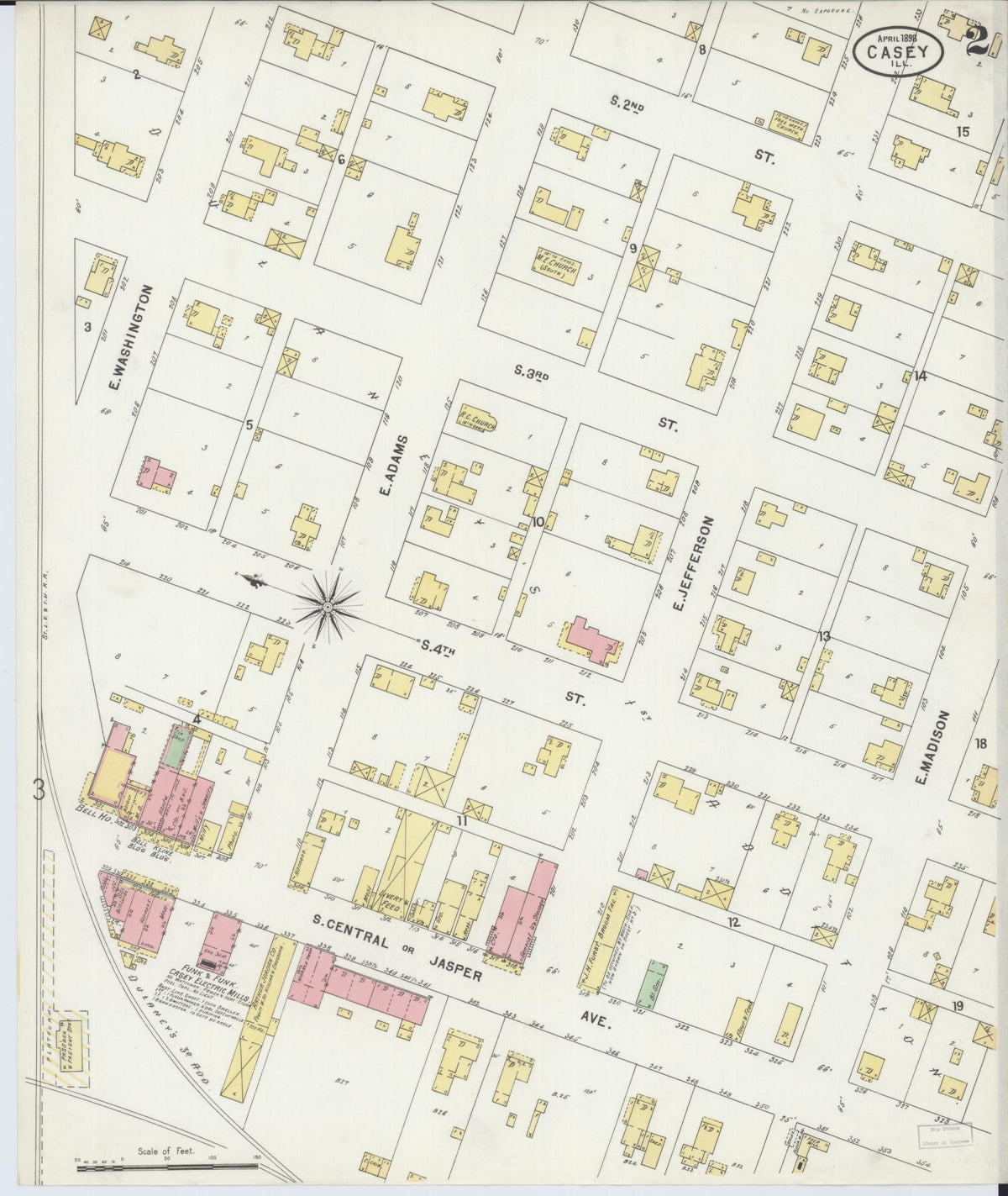 Sanborn Fire Insurance Map from Casey, Clark County, Illinois (1898), Sheet #0002 - Complete Map Set gallery image, historic Sanborn map, vintage wall art, Illinois Illinois