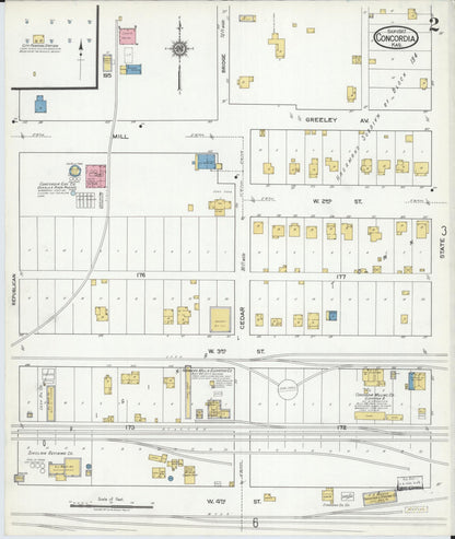Sanborn Fire Insurance Map from Concordia, Cloud County, Kansas (1917), Sheet #0002 - Complete Map Set gallery image, historic Sanborn map, vintage wall art, Kansas Kansas