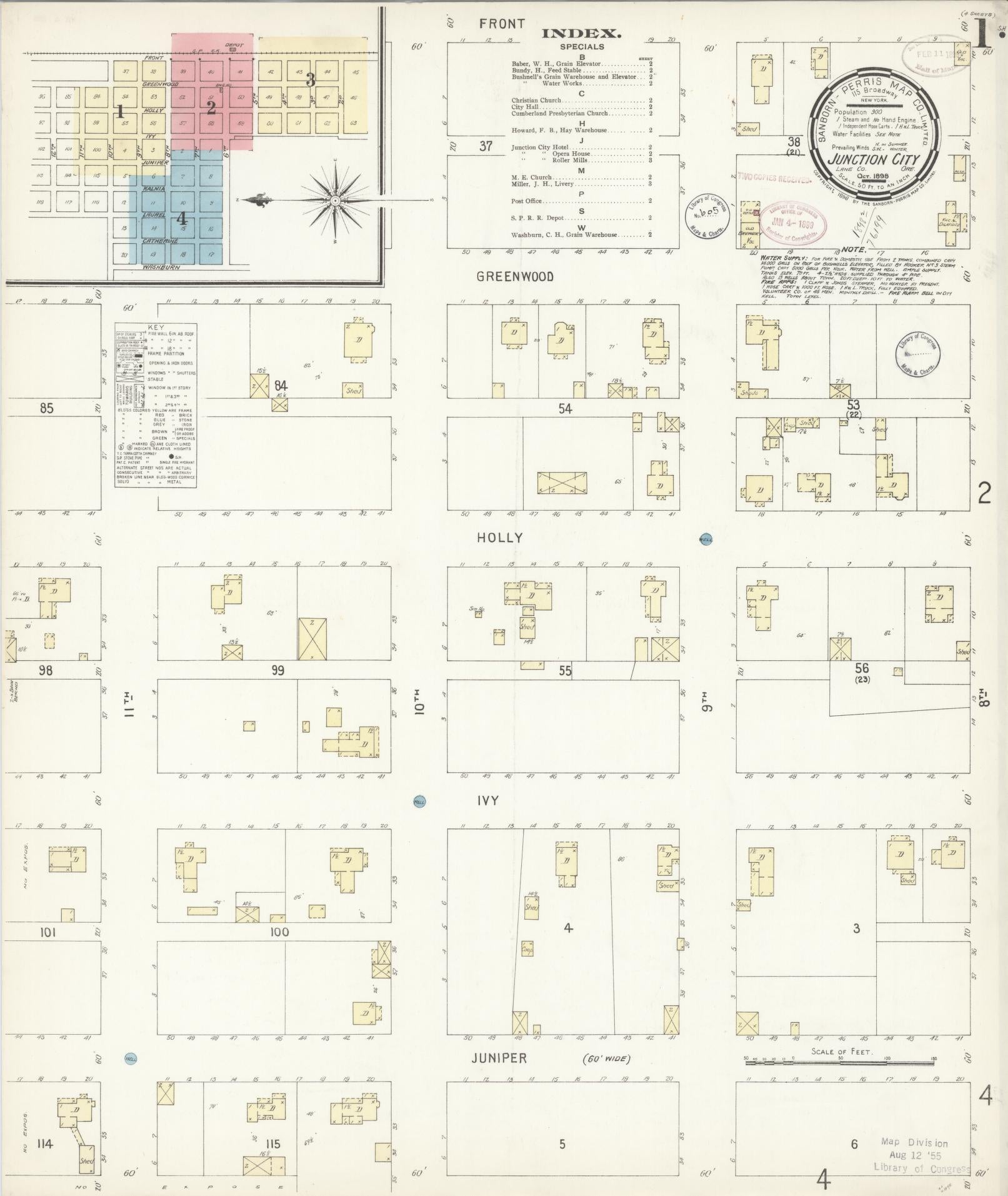 Sanborn Fire Insurance Map from Junction City, Lane County, Oregon. (1898) – Historic Sanborn Fire Insurance Map Print