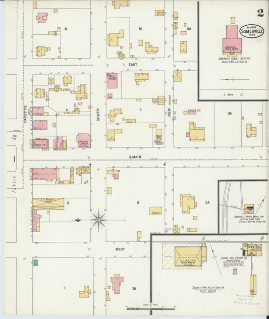 Sanborn Fire Insurance Map from Somerville, Fayette County, Tennessee (1899), Sheet #0002 - Historic Sanborn Fire Insurance Map Print, vintage old map wall art, antique decor, genealogy gift, Tennessee Tennessee map