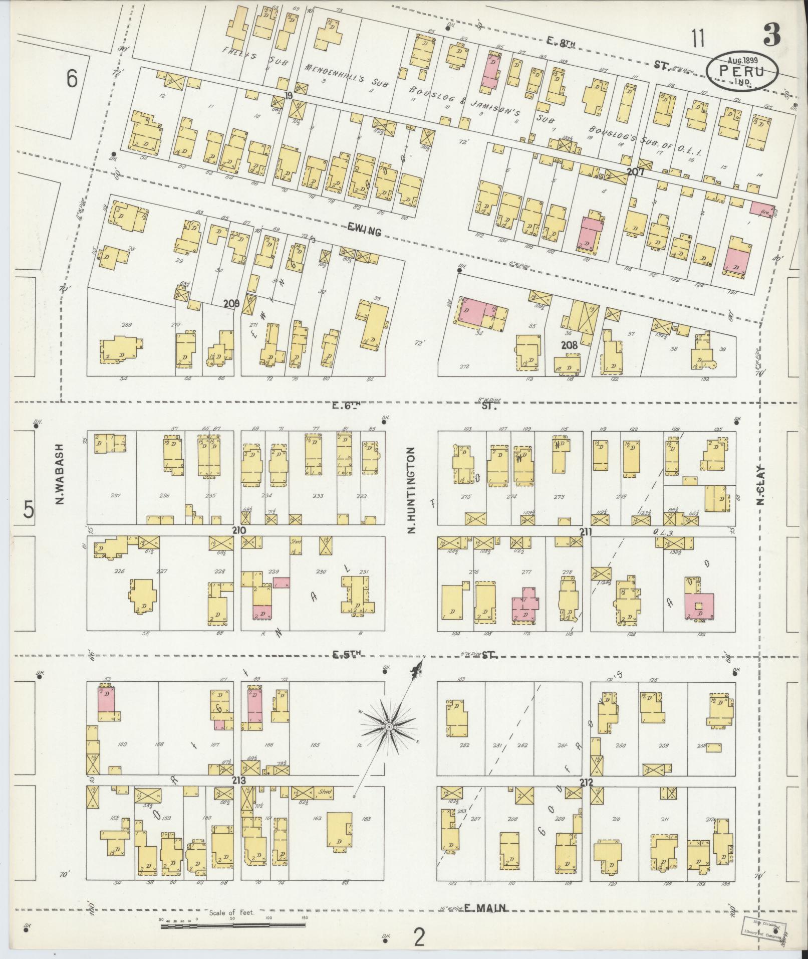 Sanborn Fire Insurance Map from Peru, Miami County, Indiana (1899), Sheet #0003 - Historic Sanborn Fire Insurance Map Print, vintage old map wall art, antique decor, genealogy gift, Indiana Indiana map