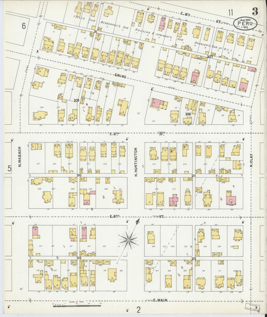 Sanborn Fire Insurance Map from Peru, Miami County, Indiana (1899), Sheet #0003 - Historic Sanborn Fire Insurance Map Print, vintage old map wall art, antique decor, genealogy gift, Indiana Indiana map