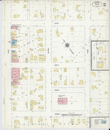 Sanborn Fire Insurance Map from Erie, Whiteside County, Illinois (1913), Sheet #0002 - Complete Map Set gallery image, historic Sanborn map, vintage wall art, Illinois Illinois