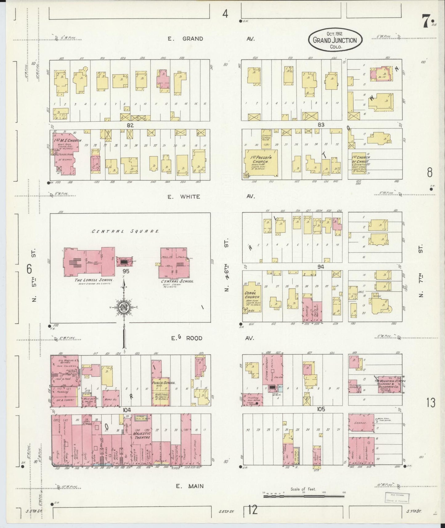 Sanborn Fire Insurance Map from Grand Junction, Mesa County, Colorado (1912), Sheet #0007 - Complete Map Set gallery image, historic Sanborn map, vintage wall art, Colorado Colorado