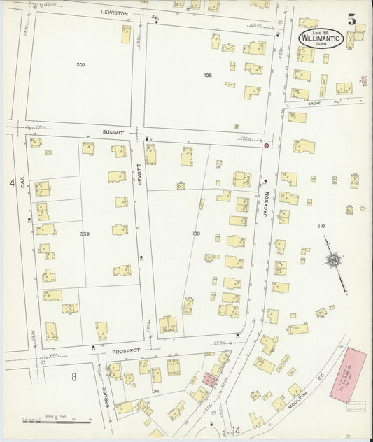 Sanborn Fire Insurance Map from Willimantic, Windham County, Connecticut (1914), Sheet #0005 - Historic Sanborn Fire Insurance Map Print, vintage old map wall art, antique decor, genealogy gift, Connecticut Connecticut map