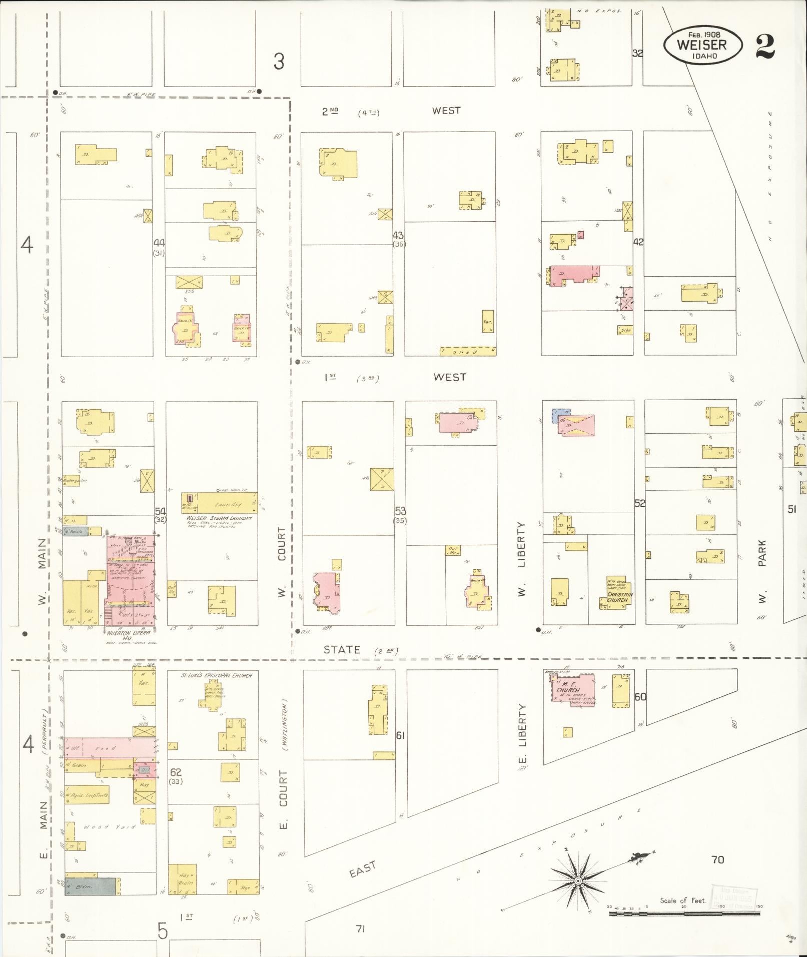 Sanborn Fire Insurance Map from Weiser, Washington County, Idaho (1908), Sheet #0002 - Historic Sanborn Fire Insurance Map Print, vintage old map wall art, antique decor, genealogy gift, Idaho Idaho map