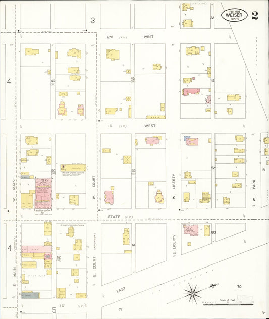 Sanborn Fire Insurance Map from Weiser, Washington County, Idaho (1908), Sheet #0002 - Historic Sanborn Fire Insurance Map Print, vintage old map wall art, antique decor, genealogy gift, Idaho Idaho map