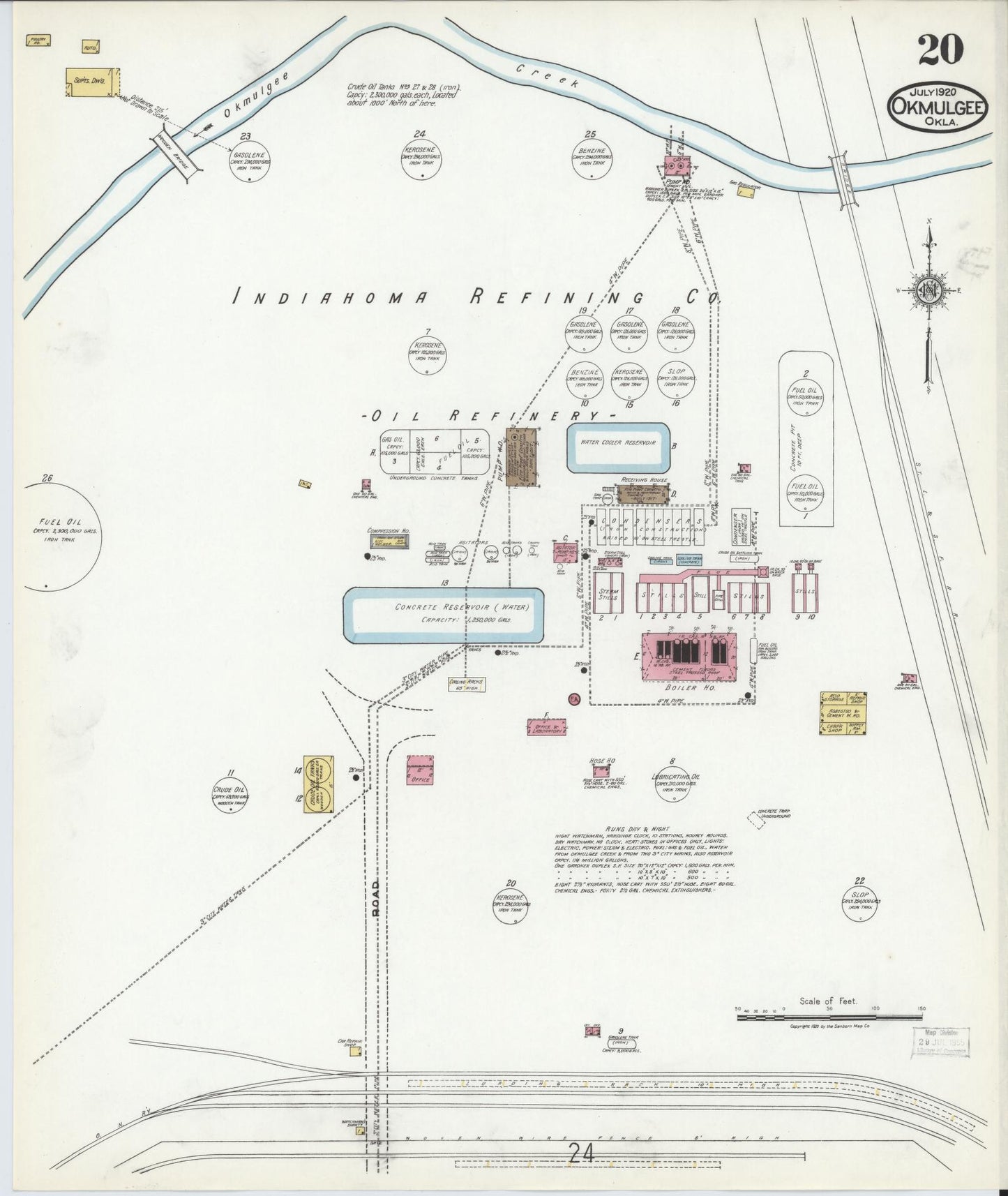 Sanborn Fire Insurance Map from Okmulgee, Okmulgee County, Oklahoma (1920), Sheet #0020 - Complete Map Set gallery image, historic Sanborn map, vintage wall art, Oklahoma Oklahoma