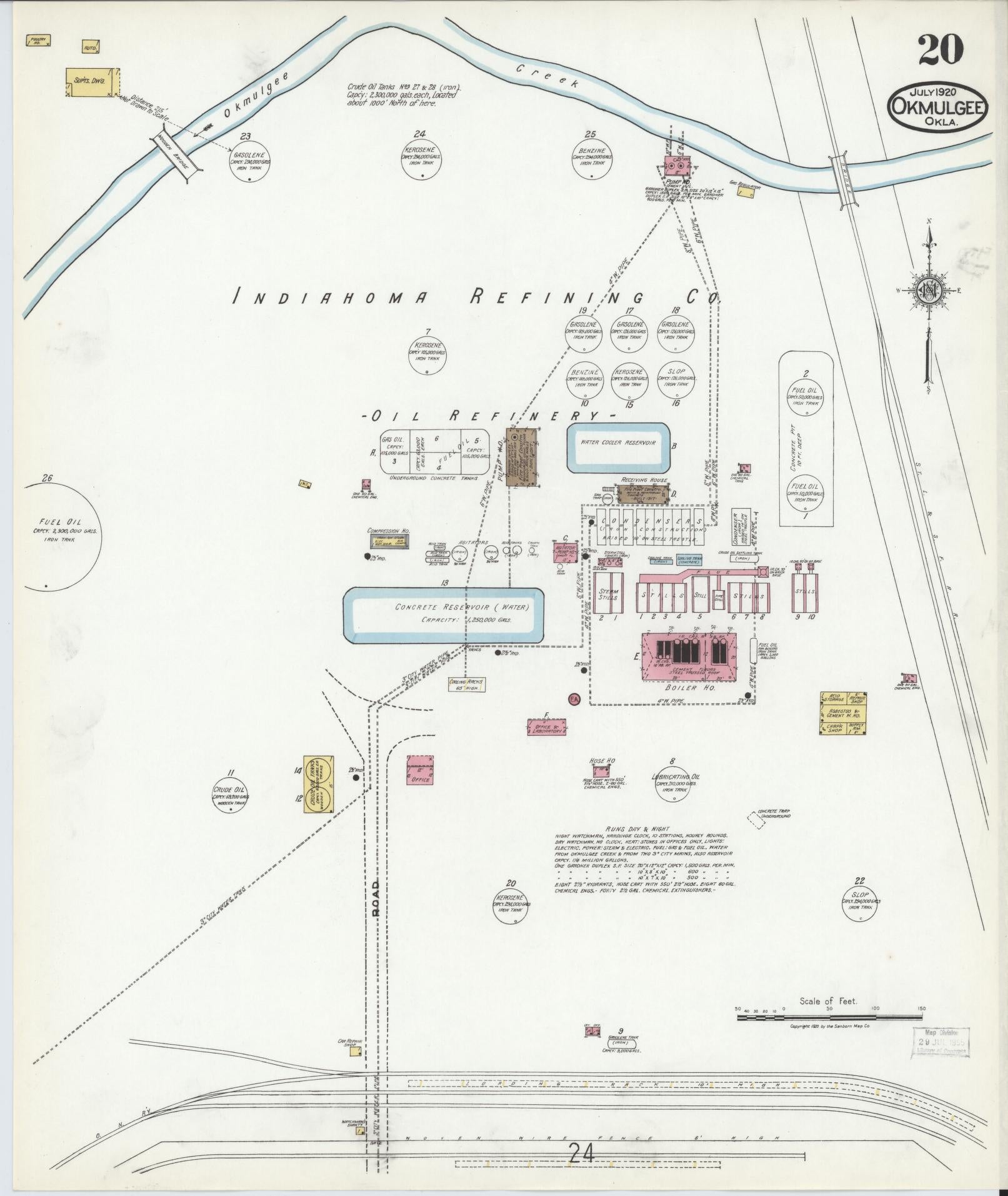 Sanborn Fire Insurance Map from Okmulgee, Okmulgee County, Oklahoma (1920), Sheet #0020 - Complete Map Set gallery image, historic Sanborn map, vintage wall art, Oklahoma Oklahoma
