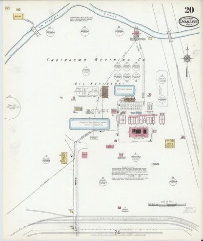 Sanborn Fire Insurance Map from Okmulgee, Okmulgee County, Oklahoma (1920), Sheet #0020 - Complete Map Set gallery image, historic Sanborn map, vintage wall art, Oklahoma Oklahoma