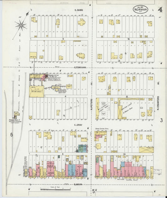 Sanborn Fire Insurance Map from Norman, Cleveland County, Oklahoma (1901), Sheet #0004 - Historic Sanborn Fire Insurance Map Print, vintage old map wall art, antique decor, genealogy gift, Oklahoma Oklahoma map