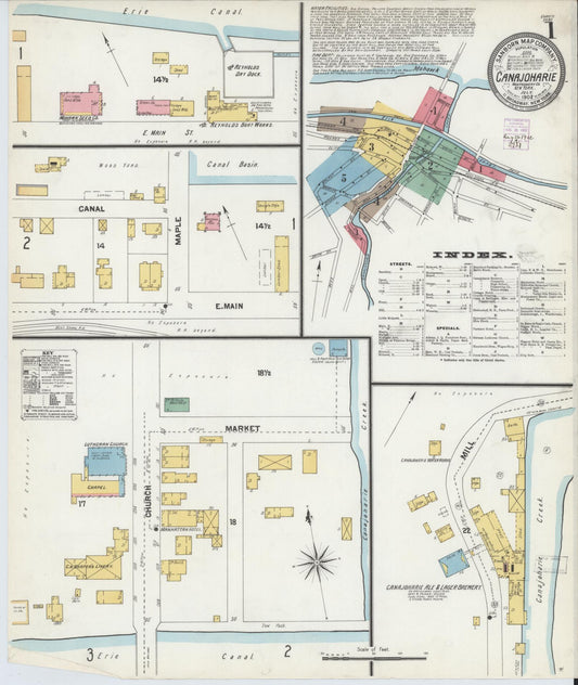 Sanborn Fire Insurance Map from Canajoharie, Montgomery County, New York (1902), Sheet #0001 - Historic Sanborn Fire Insurance Map Print, vintage old map wall art, antique decor, genealogy gift, New York New York map