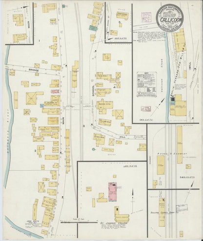 Sanborn Fire Insurance Map from Callicoon, Sullivan County, New York (1908), Sheet #0001 - Historic Sanborn Fire Insurance Map Print, vintage old map wall art, antique decor, genealogy gift, New York New York map