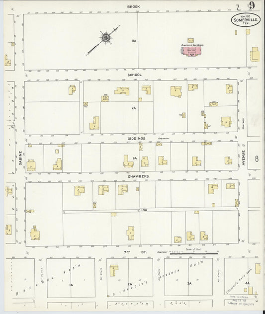 Sanborn Fire Insurance Map from Somerville, Burleson County, Texas (1910), Sheet #0009 - Historic Sanborn Fire Insurance Map Print, vintage old map wall art, antique decor, genealogy gift, Texas Texas map